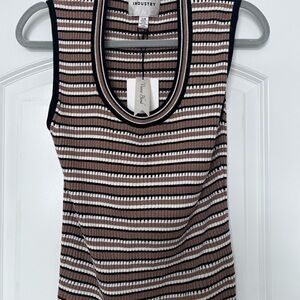 Women's Striped Brown and White Top